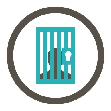Prison flat grey and cyan colors rounded vector icon