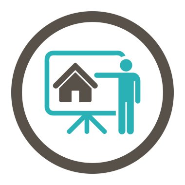 Realtor flat grey and cyan colors rounded vector icon