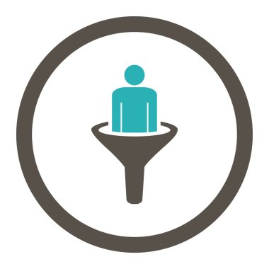 Yuvarlak vektör simge Satış Huni düz gri ve mavi renkler