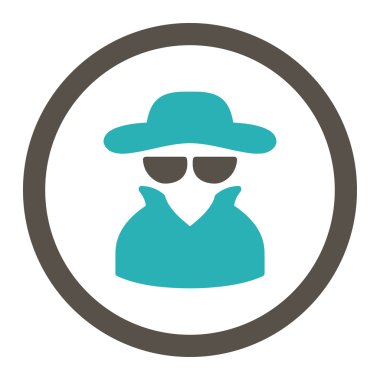 Casus yuvarlak düz gri ve mavi renkler vektör simgesi