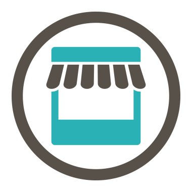 Mağaza yuvarlak düz gri ve mavi renkler vektör simgesi