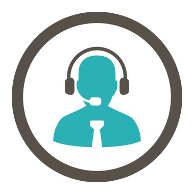 Destek Sohbet yuvarlak düz gri ve mavi renkler vektör simgesi