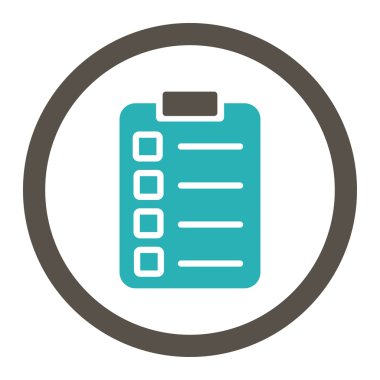 Test görev yuvarlak düz gri ve mavi renkler vektör simgesi