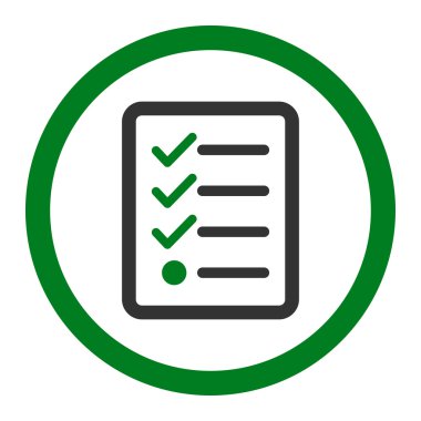 Vektör simgesi denetim listesi düz yeşil ve gri renkler yuvarlak