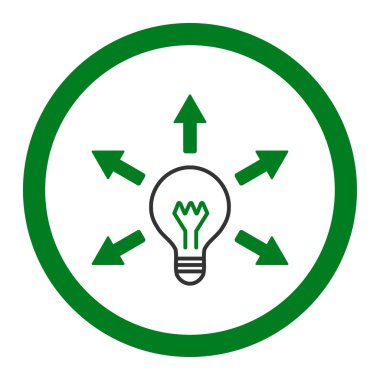 Fikir düz yeşil ve gri renkler vektör simge yuvarlak