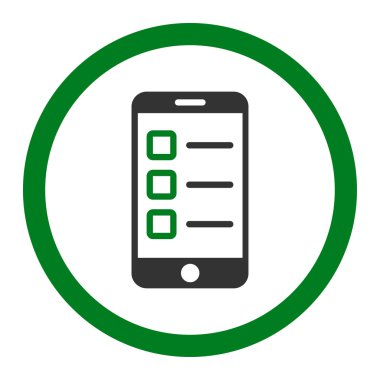 Mobil test yuvarlak düz yeşil ve gri renkler vektör simgesi