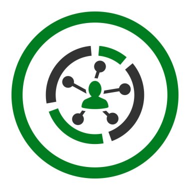 Yuvarlak vektör simge ilişkiler diyagramı düz yeşil ve gri renkler