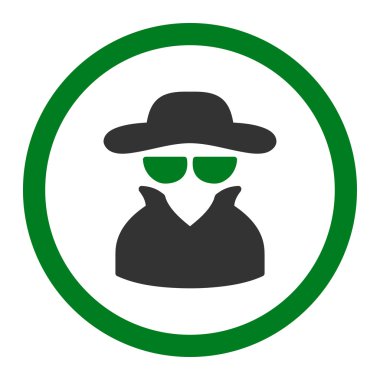 Düz yeşil ve gri renkler yuvarlak vektör simgesi