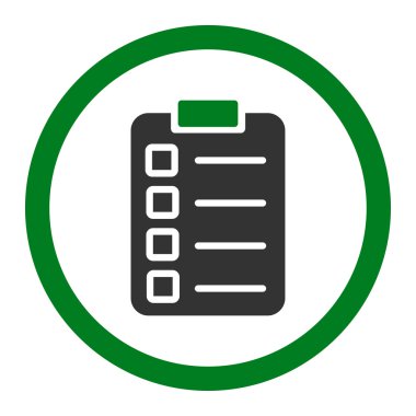 Düz yeşil ve gri renkli yuvarlak vektör simgesini test et