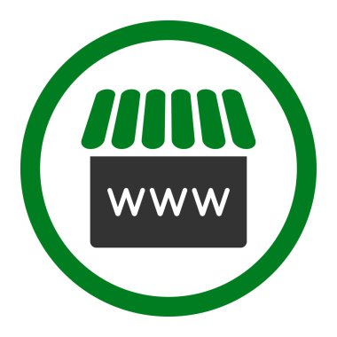 Webstore düz yeşil ve gri renkler yuvarlak vektör simgesi