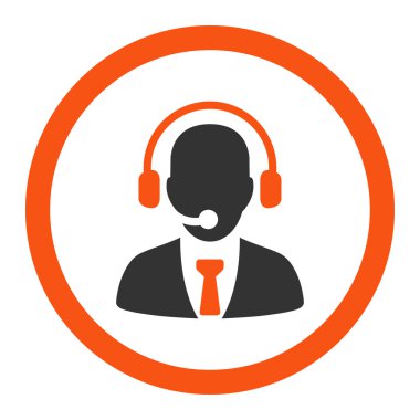 Call center flat orange and gray colors rounded vector icon