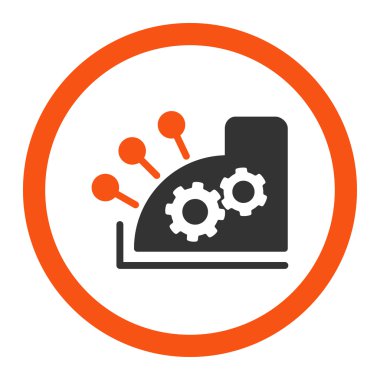 Cash register flat orange and gray colors rounded vector icon