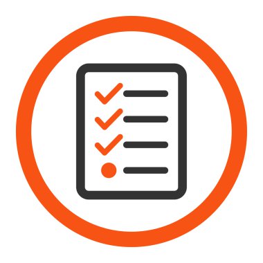 Checklist flat orange and gray colors rounded vector icon