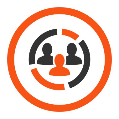 Demography diagram flat orange and gray colors rounded vector icon