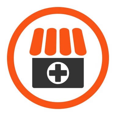 Drugstore flat orange and gray colors rounded vector icon