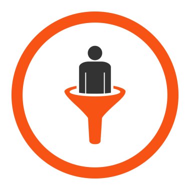 Sales funnel flat orange and gray colors rounded vector icon