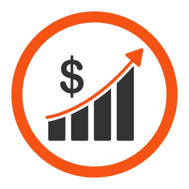 Sales flat orange and gray colors rounded vector icon