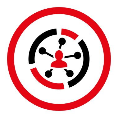 Yuvarlak vektör simge ilişkiler diyagramı düz yoğun kırmızı ve siyah renk