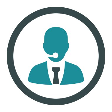 Call center operator flat soft blue colors rounded vector icon