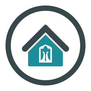 Ev düz mavi renkler yuvarlak vektör simgesi