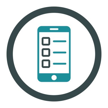 Mobil test düz yumuşak mavi renkler yuvarlak vektör simgesi