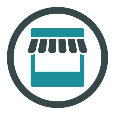 Mağaza yuvarlak düz yumuşak mavi renk vektör simgesi