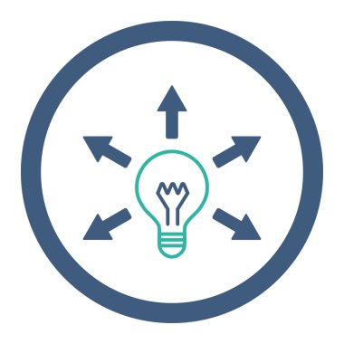 Fikir düz kobalt ve mavi renkler yuvarlak vektör simgesi