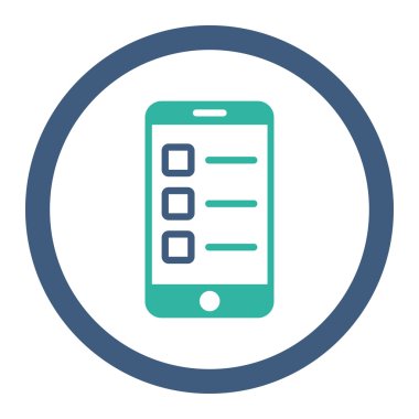 Mobil test düz kobalt ve mavi renkler yuvarlak vektör simgesi