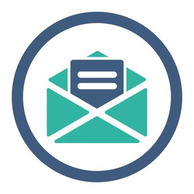 Açık posta düz kobalt ve mavi renkler yuvarlak vektör simgesi