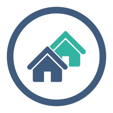 Realty düz kobalt ve mavi renkler yuvarlak vektör simgesi