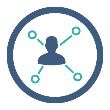 İlişkiler düz kobalt ve cyan renkleri yuvarlak vektör simgesi