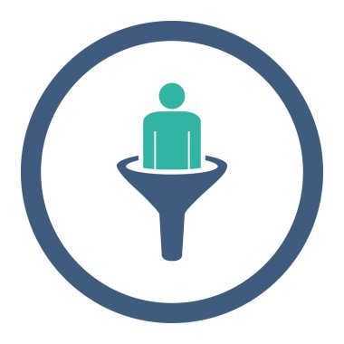 Sales funnel flat cobalt and cyan colors rounded vector icon