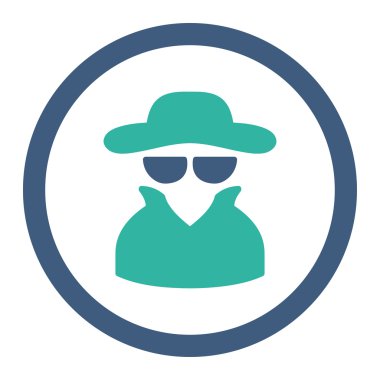 Spy flat cobalt and cyan colors rounded vector icon