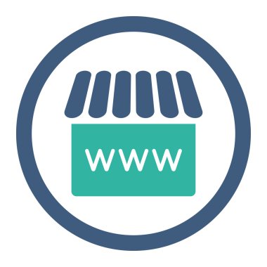 Webstore düz kobalt ve cyan renkleri yuvarlanmış vektör simgesi
