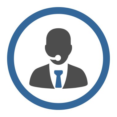 Call center operator flat cobalt and gray colors rounded vector icon