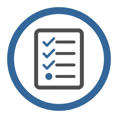 Kontrol listesi düz kobalt ve gri renkler yuvarlanmış vektör simgesi