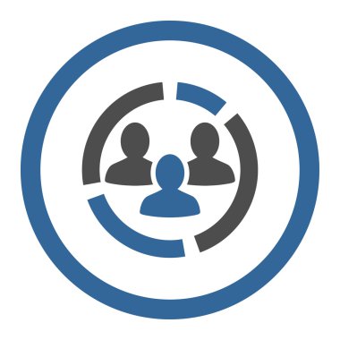 Demokratik diyagram düz kobalt ve gri renkler yuvarlak vektör simgesi