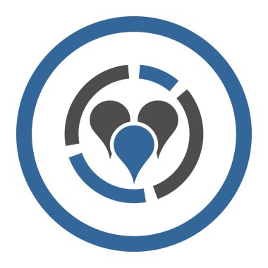 Geo diagram flat cobalt and gray colors rounded vector icon