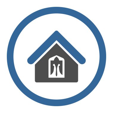 Ev düz kobalt ve gri renkler yuvarlak vektör simgesi