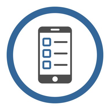 Mobil test düz kobalt ve gri renkler yuvarlak vektör simgesi