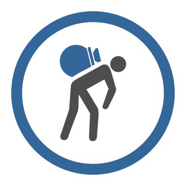 Porter düz kobalt ve gri renkler yuvarlak vektör simgesi