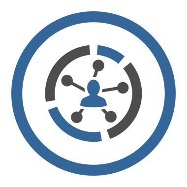 Düz kobalt ve gri renkler yuvarlak vektör simge ilişkiler diyagramı