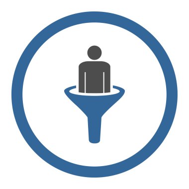 Düz kobalt ve gri renkler yuvarlak vektör simge Satış Huni