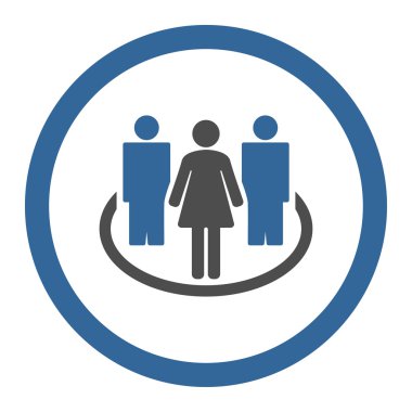 Toplum düz kobalt ve gri renkler yuvarlak vektör simgesi