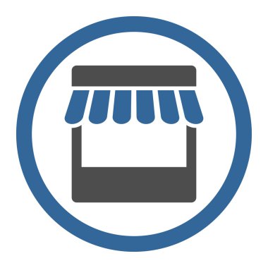 Düz kobalt ve gri renkler yuvarlak vektör simge depolamak