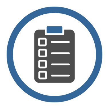 Test görev düz kobalt ve gri renkler yuvarlak vektör simgesi