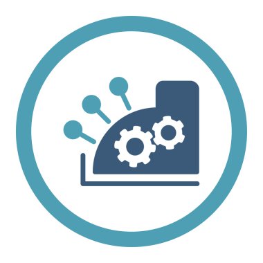 Yazar kasa yuvarlak düz mavi ve mavi renkler vektör simgesi