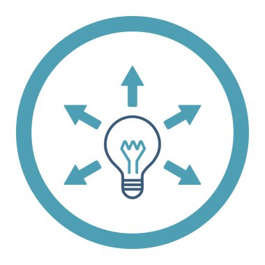 Fikir yuvarlak düz mavi ve mavi renkler vektör simgesi