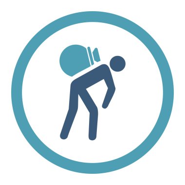 Porter yuvarlak düz mavi ve mavi renkler vektör simgesi