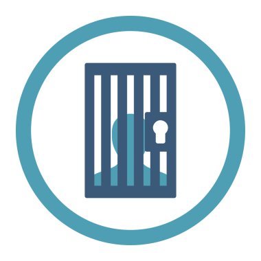 Hapishane yuvarlak düz mavi ve mavi renkler vektör simgesi